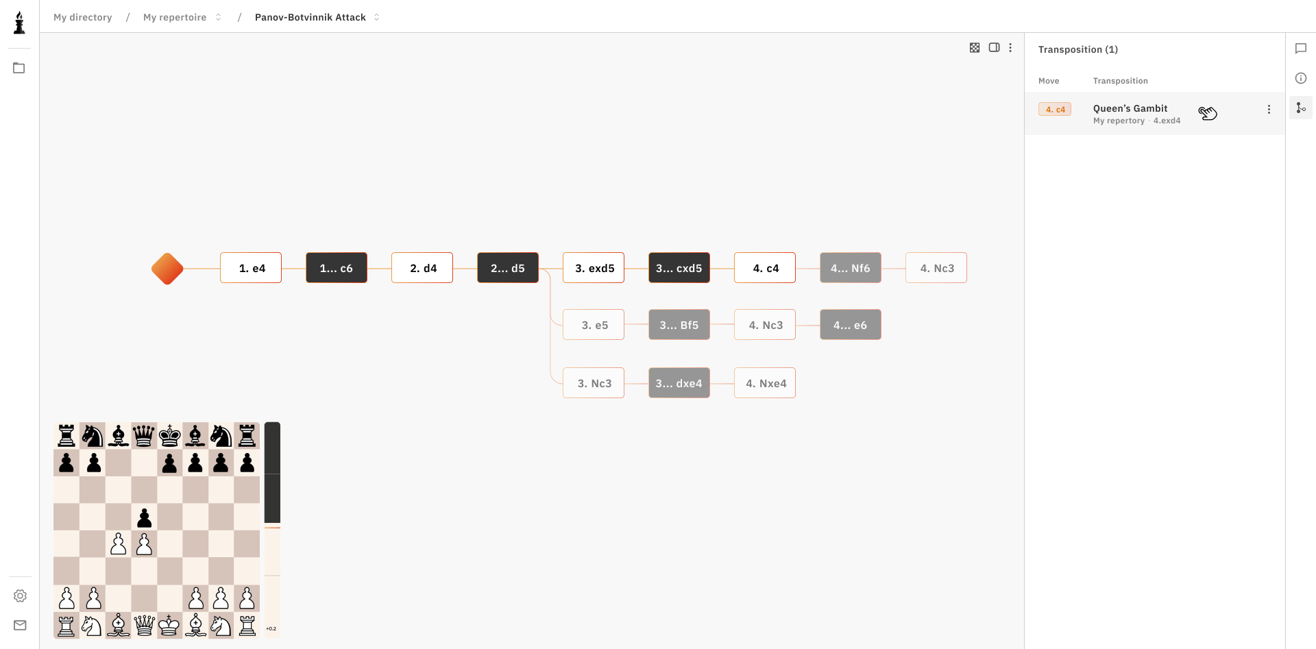 Chessflare move tree