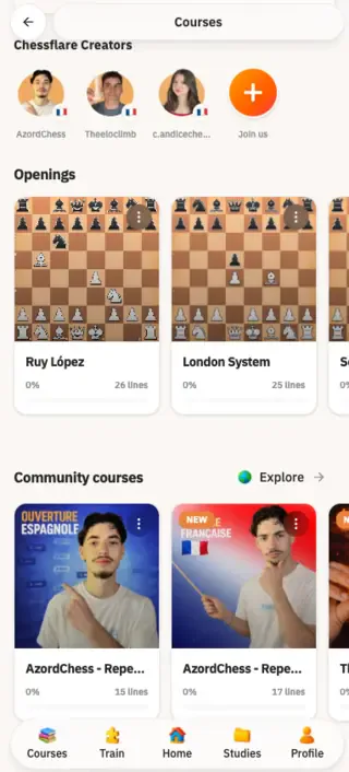 Community courses mobile